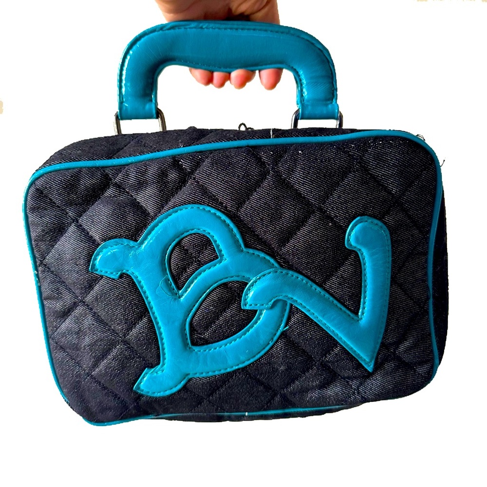NWOT Betsey Johnson Quilted Denim Handbag Makeup Bag Lunchbox